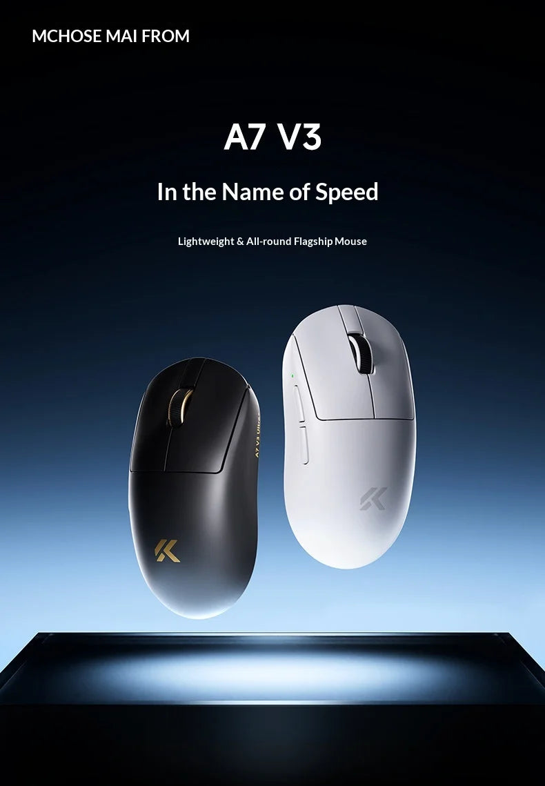 MCHOSE A7 V3 Ultra Gaming Mouse PAW3955Ti Super Sensor 20000FPS Tracking Accuracy 8kHz Polling Rate Low Latency Super Glide