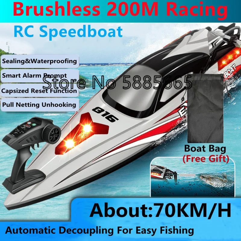 70KM/H High Speed Remote Control Boat RC Speedboat  200M Nesting Unhook Capsized Reset Waterproof Racing Induction RC Boat Toy