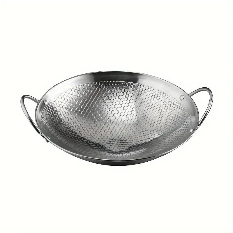 1pc 29cm/11inch stainless steel honeycomb skillet non-stick with handle scratch-resistant cooking pasta steak porridge ramen