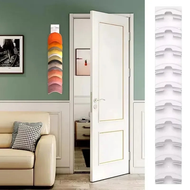 10-slot Wall-mounted Hat Rack,  Drilling Required, Hat Rack for Baseball Caps, Wardrobe Storage, Space-saving