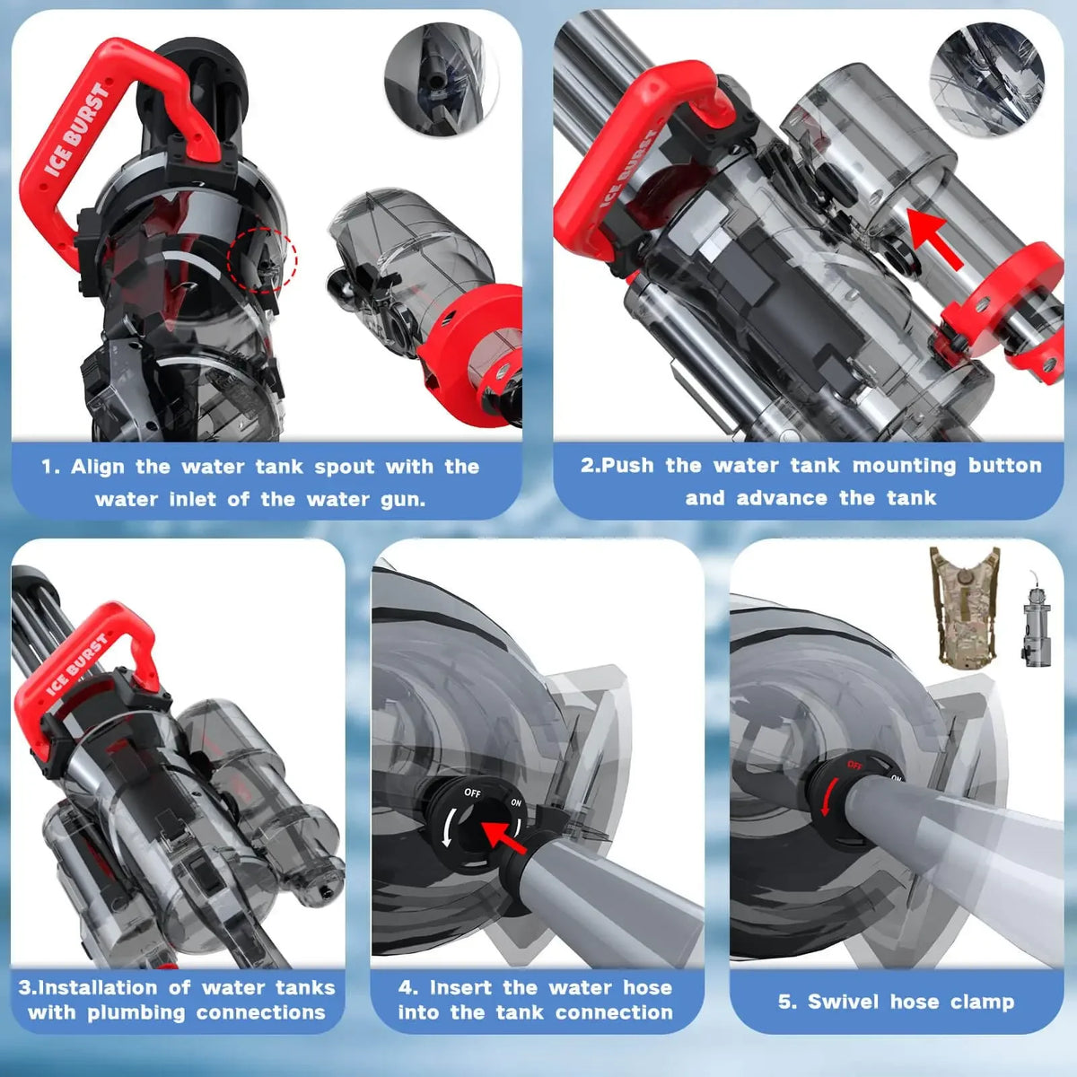 2024 Strongest Gatling Electric Water Gun Toy With Light Shooting Water Gun Summer Beach Pool Toys for Boy Adult Children Gifts