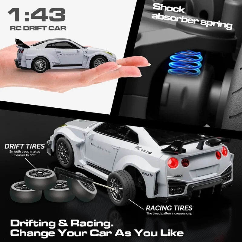 1:43 Scale RC 4WD Drift Alloy Car with Gyro Remote Control Toy for Boys Children's Christmas And Halloween Gifts