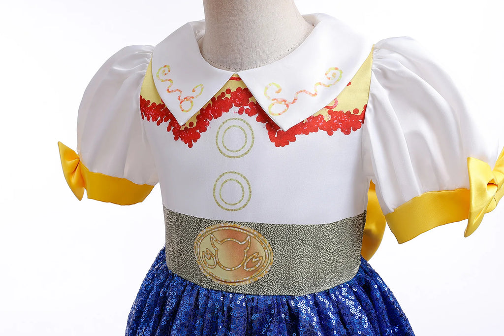 Girl Jessie Dress Kids Yellow Blue Cowgirl Cosplay Costume Kids Fancy Party Outfit Halloween Christmas Gift