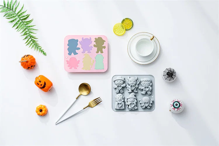 6 Cavity 6 Different Halloween Theme Silicone Mold 3d Demon, Wizard, Vampire Candy Chocolate Mould Epoxy Resin Mold Cake Decor