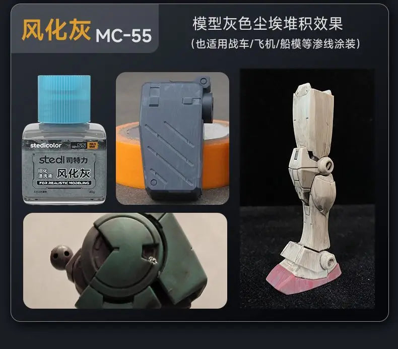 STEDI Weathering Solution - Realistic Effect Wash for Mecha Military Model Assembly Hobby DIY Tool