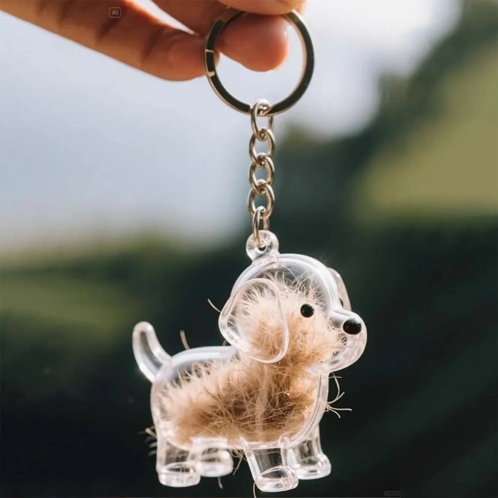 Dog Shape Dog Hair Storage Box Hair Grooming DIY Handmade Pet Hair Keychain Transparent Keyring Puppy Pendants Pet lovers