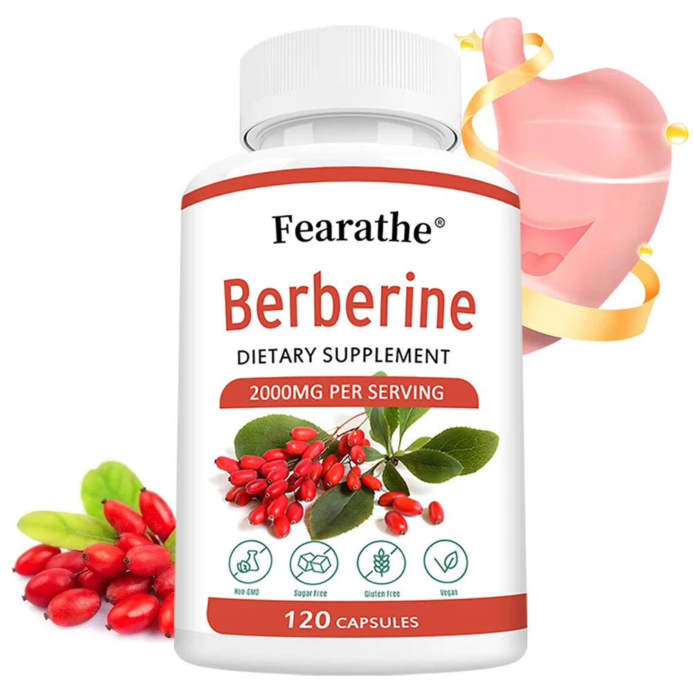 Berberine HCl 2000mg Capsules, Supports Cardiovascular Health, Digestion, Immune Function, Energy, Antioxidant & Anti-Aging