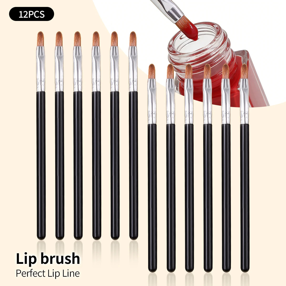 12-Piece Professional Lip Makeup Brush Set - Soft and Precise for Shaping Lips. Multi-Functional Beginner Beauty Tools.