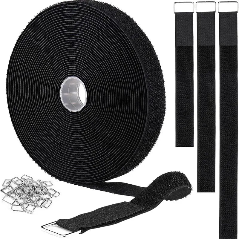 2/5M Hook and Loop Straps Reusable Fastener Cable Tape with Buckles Cut-to-Length Nylon Securing Wire Cord Ties Organizer Tape