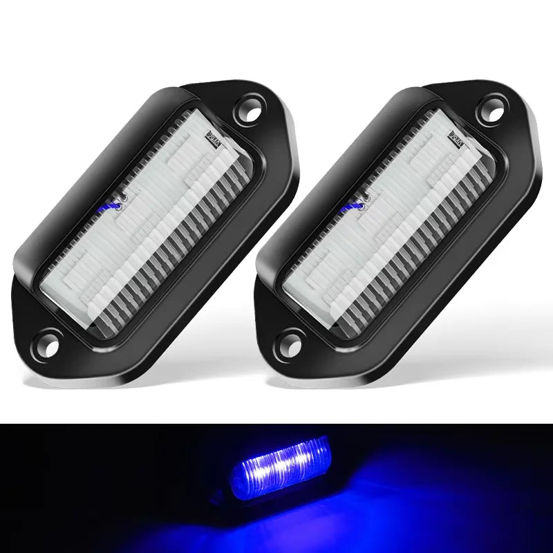 Universal Chrome LED Number Plate Light 12V 24V Rear Brake Light License Taillight for Cars Truck Wagon Van RV Motorcycle 6 Leds