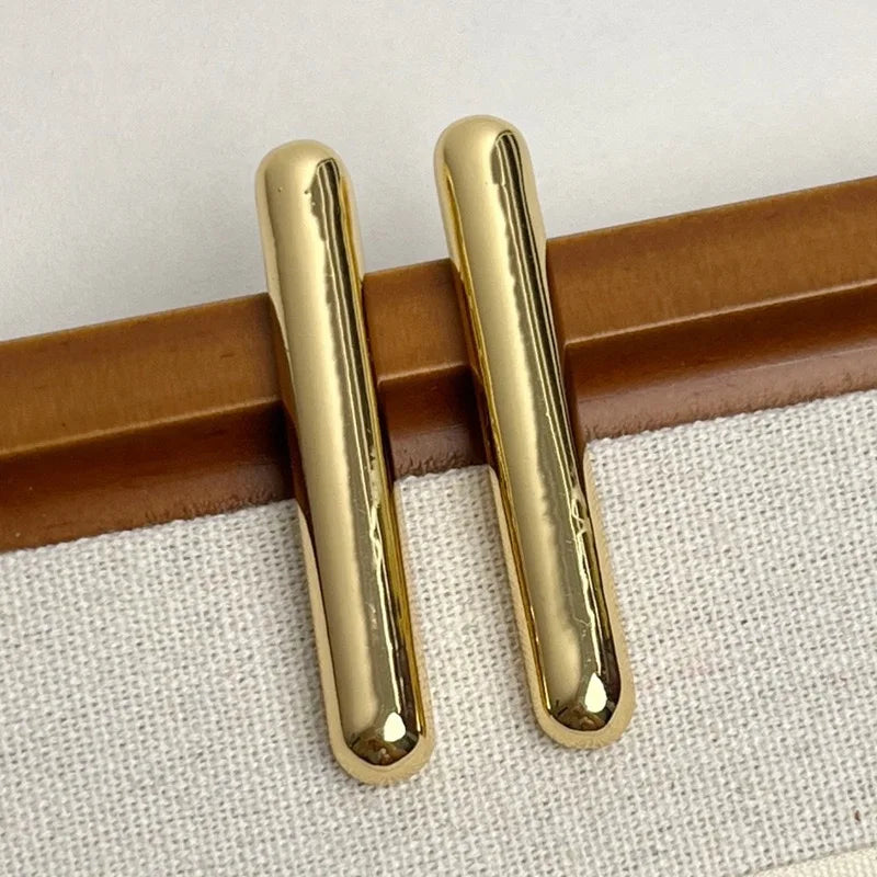 2024 New Simple European And American Metal Smooth Cylindrical Unique Earrings Temperament Female Accessories