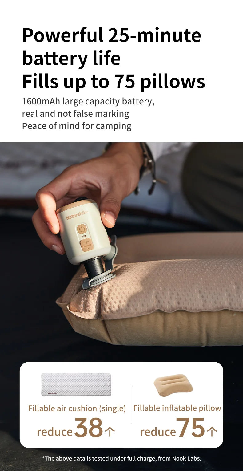 Naturehike Multi-function Air Pump Outdoor Mini Portable Fast Charge Air Pump For Inflatable Mat Travel Camping Pump
