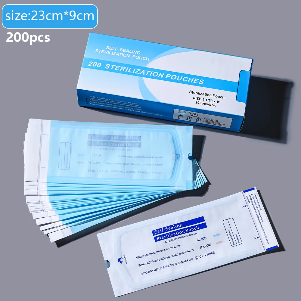 200Pcs Disposable Nail Sterilizer Bag Transparent Visibility Manicure Bags Dry Heat Nail Art Plier Equipment Disinfection Tools*
