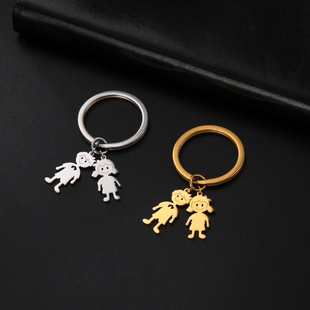 Couple Friend Custom Key Chain Personalized Keychain Family Name Gift For Women Men Father Mother Stainless Steel Charm Jewelry