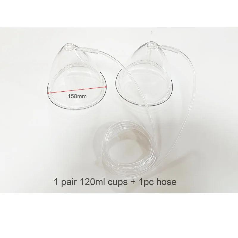 1 Pair 120/150/180/210ml Hip Lifting Vacuum Cupping Breast Enlargement Buttock Enhancer Massage Machine Replacement Cup Y Hose