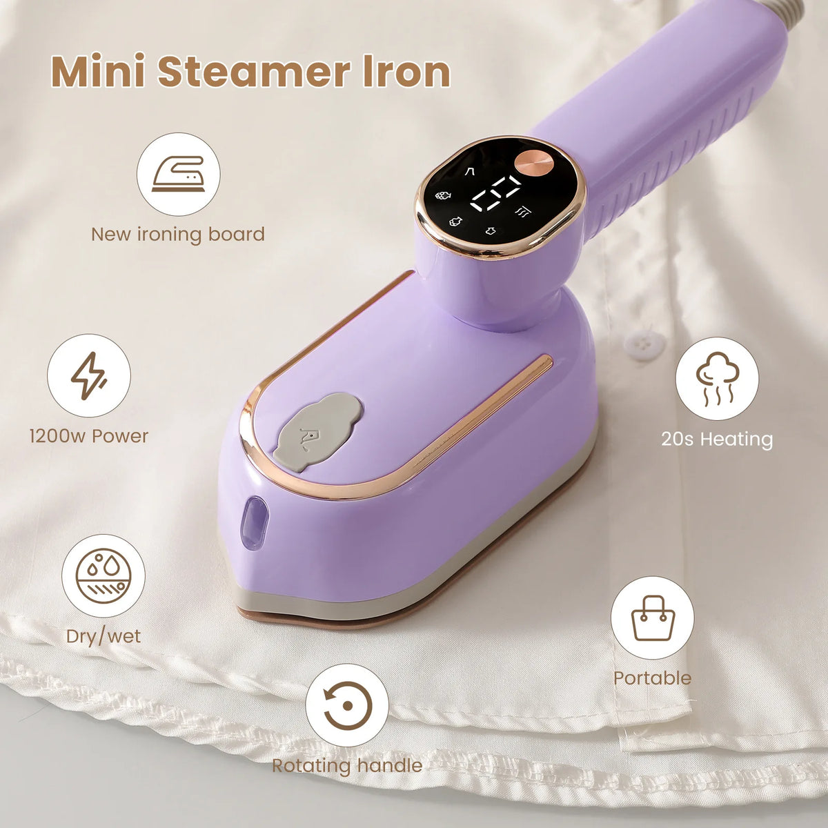 Handheld Portable Mini Steam Iron with Four Temperature Control High-Power Rotating Ironing Machine for Fabric Care