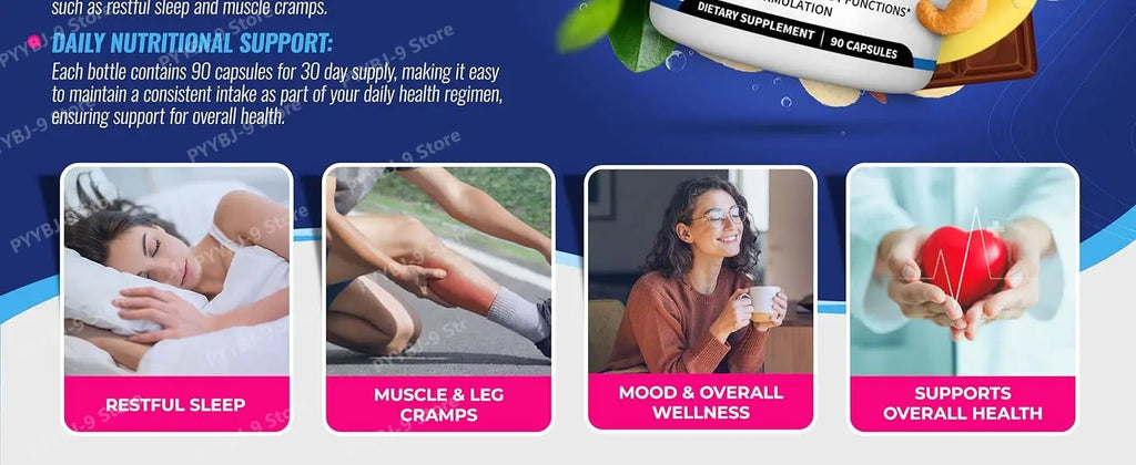 Full Spectrum Magnesium Blend 1000mg Featuring 8 Essential Types for Body Function Balance, Active Lifestyle Support 90 Capsules