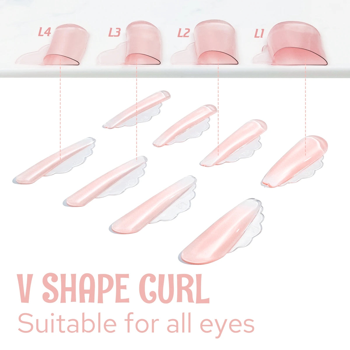 Lomansa New 4 Pairs V Curl Free Glue Eyelash Perm Pads Lashes Rods Shield Lifting 3D Eyelash Curler Accessories Makeup Tool