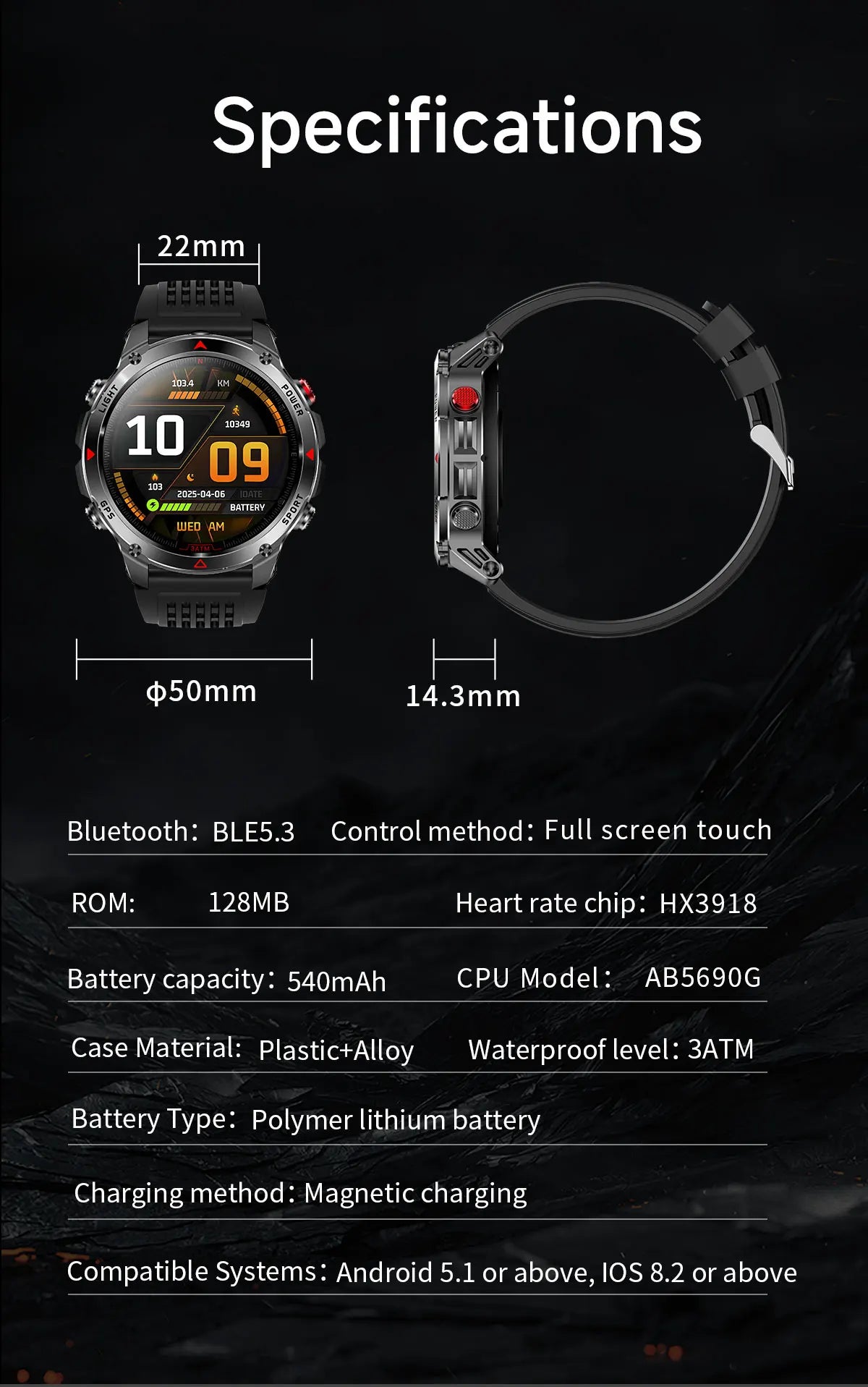 2025 New Military Bluetooth Call Smart Watch Built-in GPS Compass Barometric Altimeter 3ATM Waterproof Sports Smartwatches Men