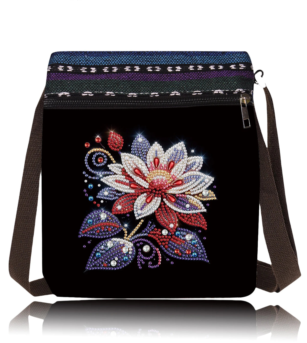 1 piece/set of DIY colorful mandala diamond art handbag, canvas shoulder bag with diamond painting crossbody bag