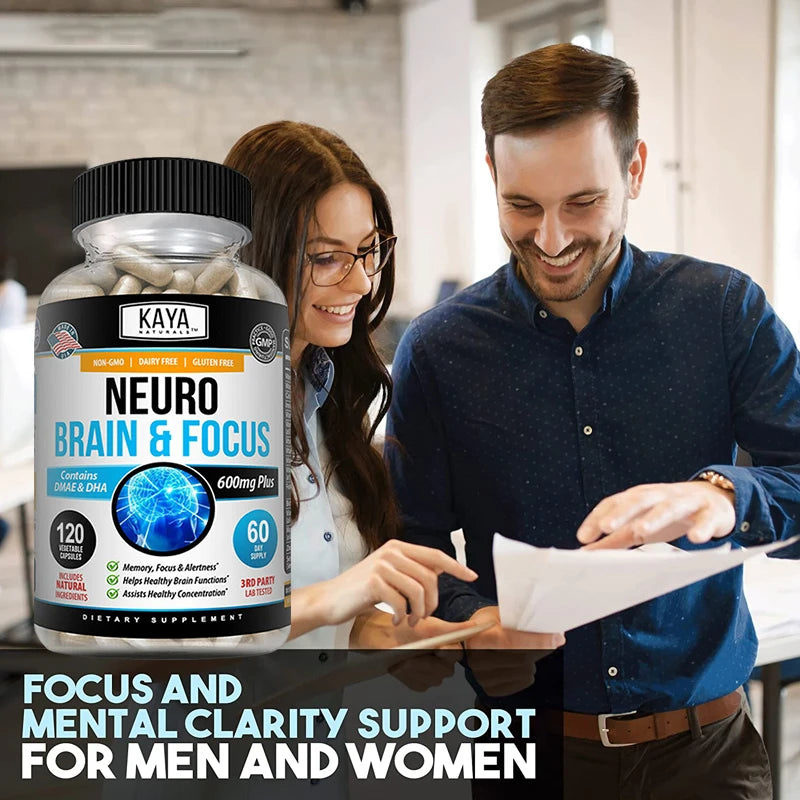 Nootropic Brain Booster Capsules - Vitamins, Memory, Concentration, Clarity & Cognitive Performance Support, Stress Relief