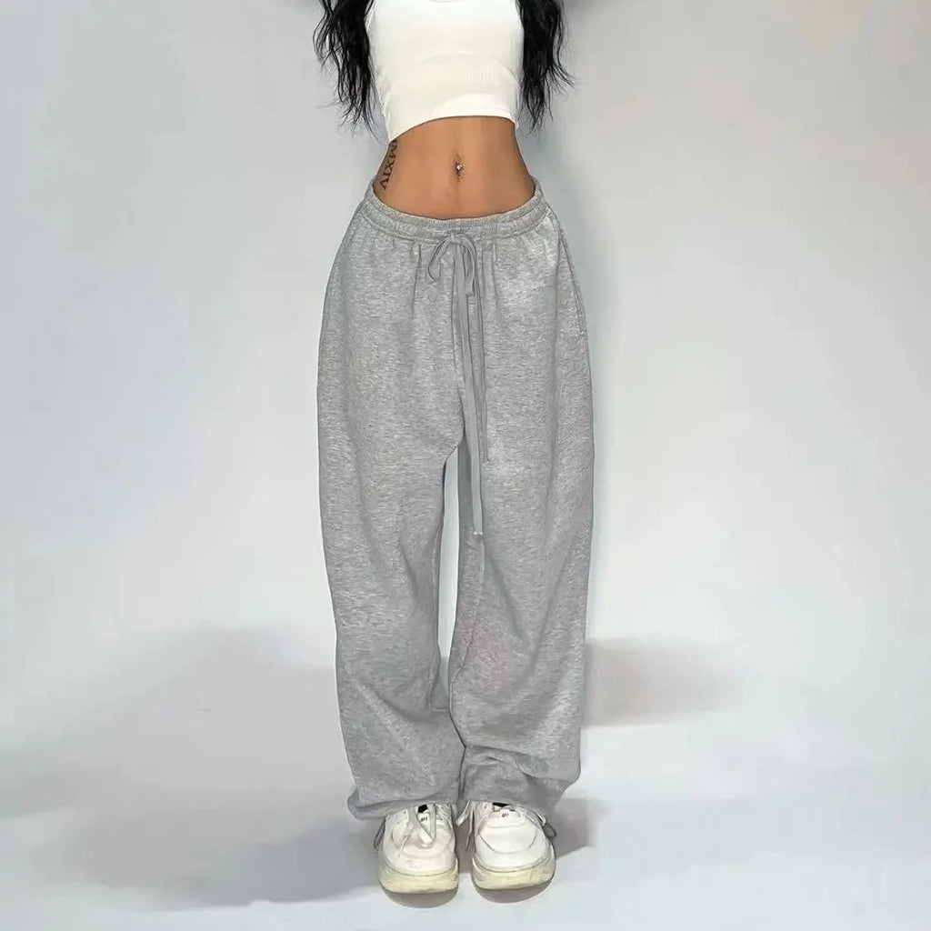 Retro Y2K Baggy Pants Fashion Women Pocket Elastic Waist Oversized Vintage Wide Leg Pant Casual Streetwear Sweatpant Trousers