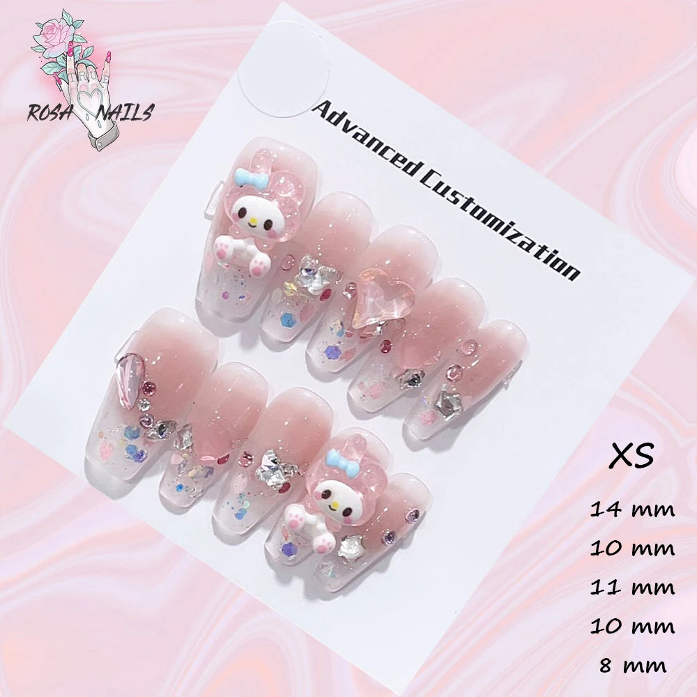 Punk Dragon Charms Press on Nail Artificial Long False Nails XS Black Dragons Goth Presson Tips Butterfly Fake Nail y2k Pressons