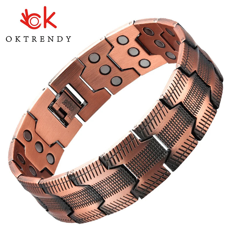 1PCS 3X Copper Bracelet for Men Pure Copper Magnetic Bracelet for Joint Pain with Strength Magnets Therapy Jewelry Gifts For Men
