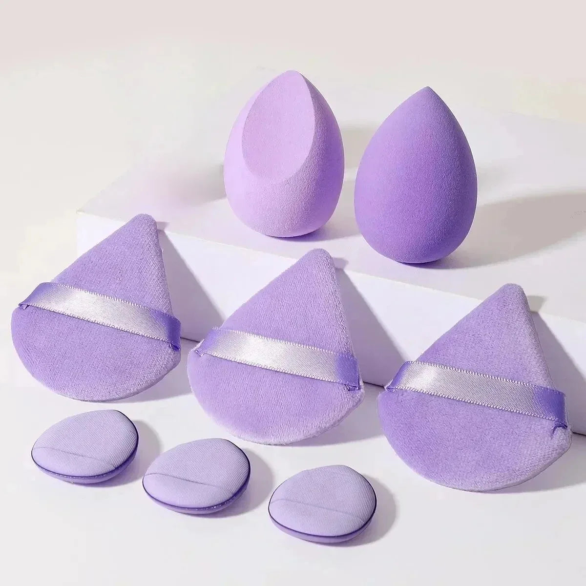 12Pcs Makeup Sponge Kit with Spa Headband, Foundation Blending Egg & Velvet Powder Puff, Complete Cosmetic Tools Set for Women -