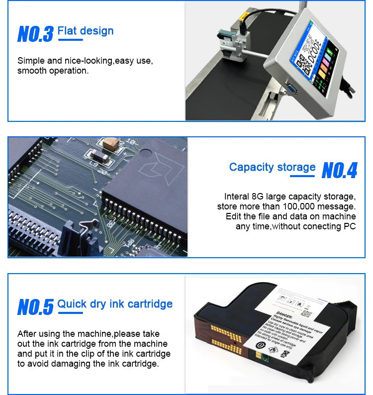 DCODE 170PLUS 7-inch IPS TIJ Industrial Online Inkjet Printer 12.7mm Text QR Barcode Batch Number Logo Date Label Glass Printer