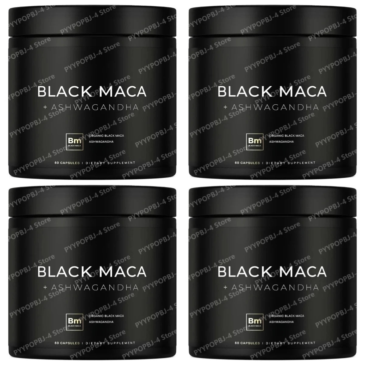 Black Maca Root Extract with Ashwagandha 60 Capsules Herbal Adaptogen Supplement for Men Women Energy Mood Stress Support