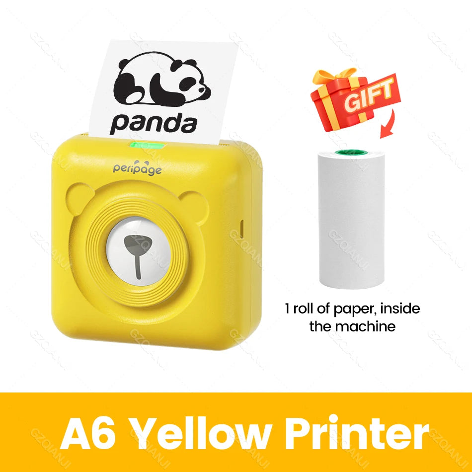 PeriPage A6 Mini Portable Thermal Printer Photo Pocket Label Sticker Printer Color Paper Roll 58mm Wireless Picture Print Maker