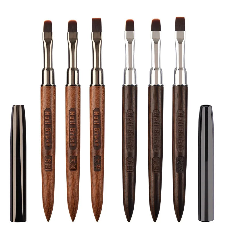2PCS Sandalwood Handle Nail Drawing Brushes For Manicure Lines Painting Gradient UV GEL Extension Builder Drawing Pen
