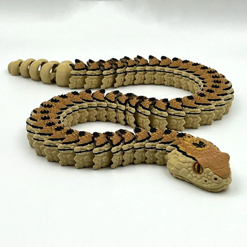3D Printed Delicate Multi-jointed Movable Rattlesnake with Teeth for Home Accessories Desk Decoration Kids Halloween Scare