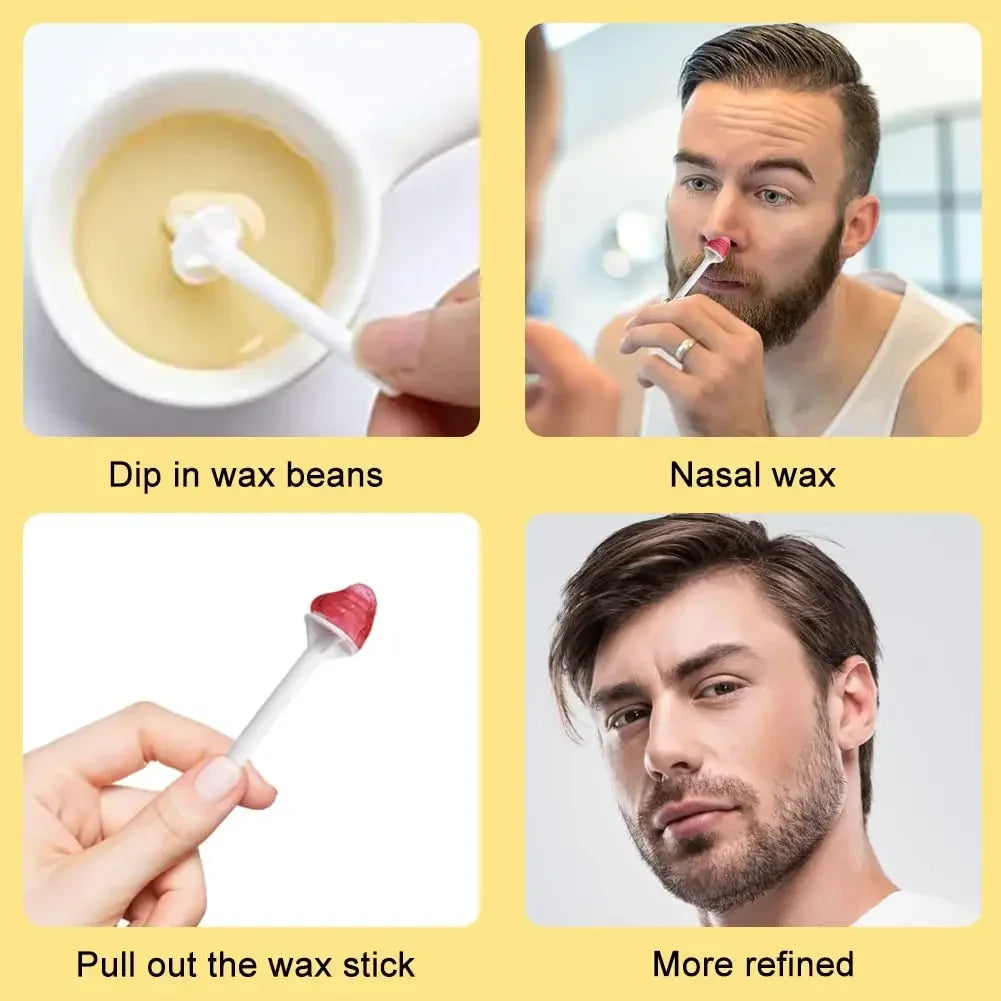 Painless Nose Waxing Wax Kit 50g-1000g for Men & Women with Wax And Applicators Easy Tool for Clean Nose Hair Removal