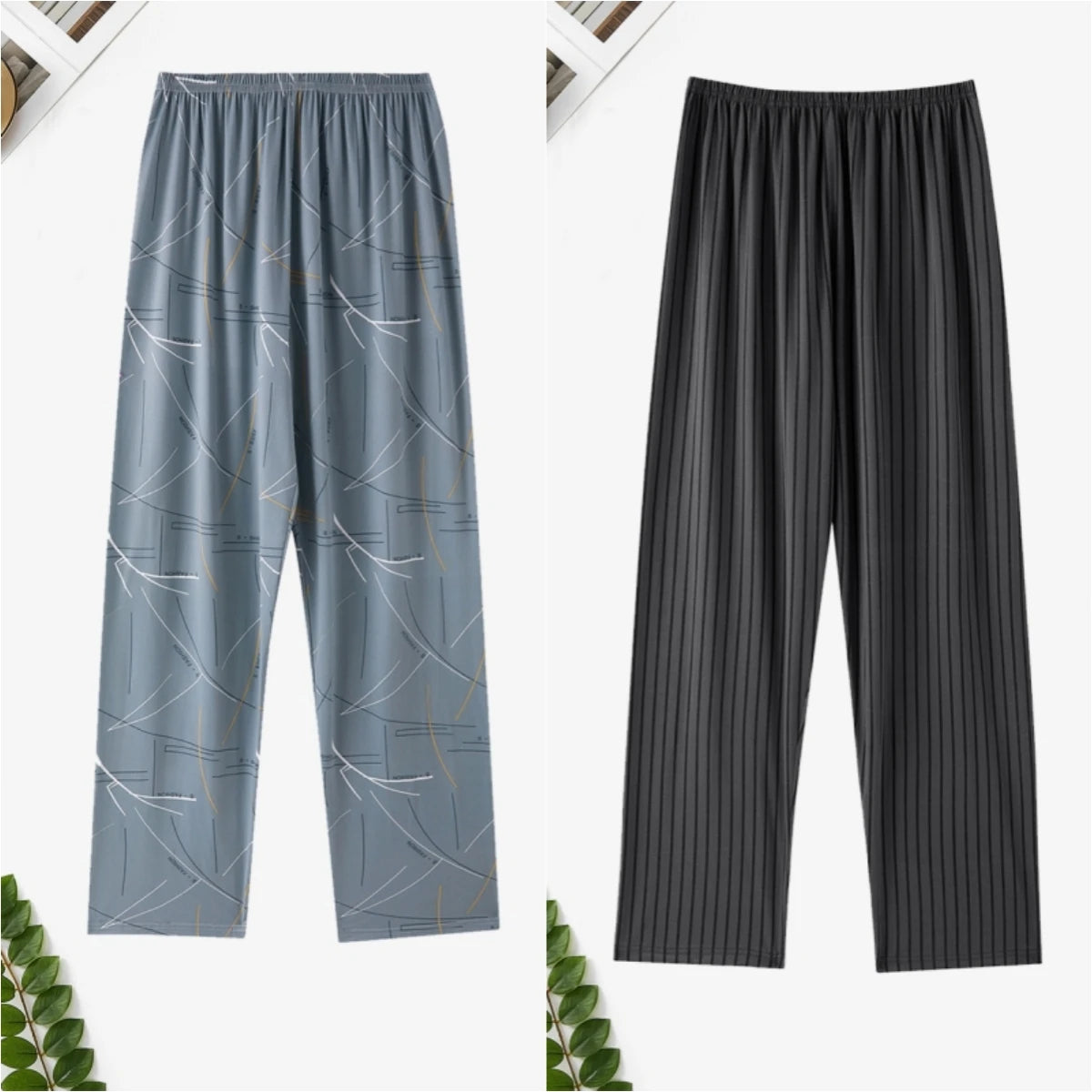 Men's Pajama Pants Thin Home Trousers Loose Large Size Spring and Autumn Summer Thin Casual Home Trousers