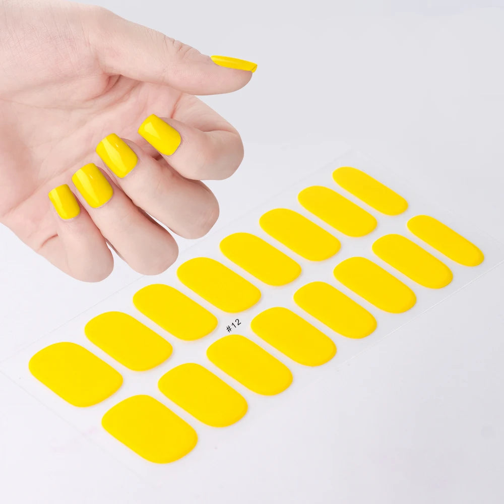 16Tips UV Semi Cured Nail Stickers White&Pink Lamp Gel Nail Polish Wraps Full Cover Adhesive Nails Decals Sliders Lamp Neede Y&F