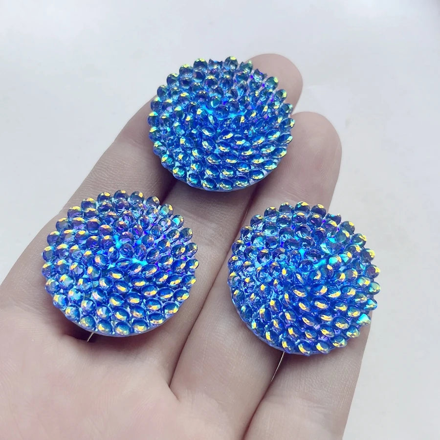 10pcs 30mm shiny round flowers Flat Back Rhinestone diy Jewelry Indigenous earrings for wedding decoration Handmade accessories