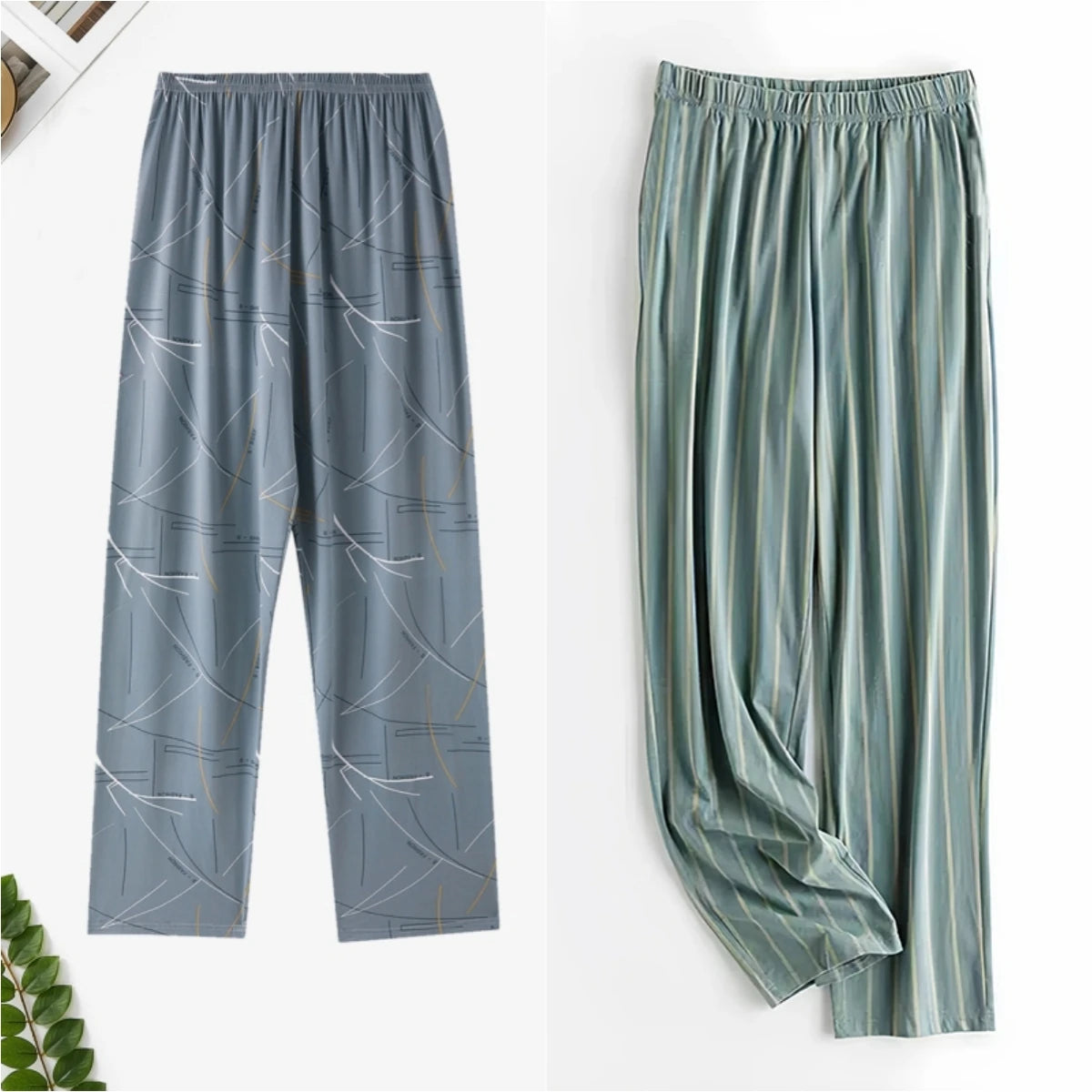 Men's Pajama Pants Thin Home Trousers Loose Large Size Spring and Autumn Summer Thin Casual Home Trousers