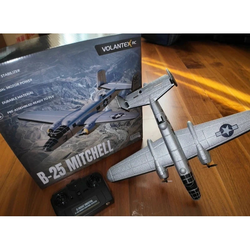 Volantex B25 Mitchell Bomber Remote Control Rc Fixed Wing 3 Channel Dual Motor Foam Airplane With Xpilot Stabilization System