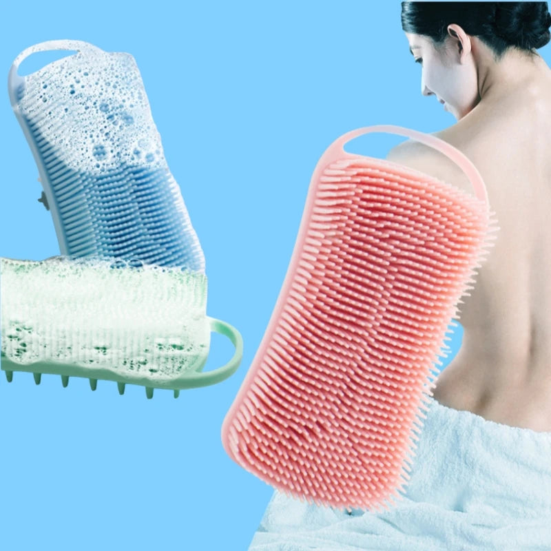 Double Sided Silicone Shower Brush 2 In 1 Exfoliating Body Brush Multi-Function Skin Cleaning Silicone Bath Brush Massage Brush