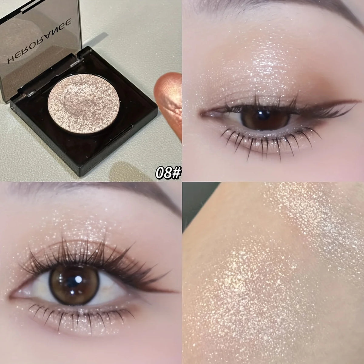 Herorange Pearl Eyeshadow Fine Shimmer Pigmented Non Clumping Brightening Highlight Beginner Friendly