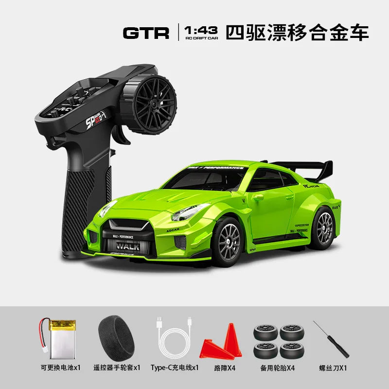 1:43 Scale RC 4WD Drift Alloy Car with Gyro Remote Control Toy for Boys Children's Christmas And Halloween Gifts