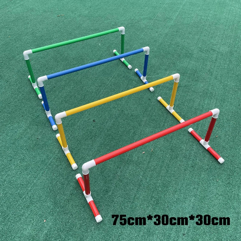 Kids Agility Obstacle Course Toys Colorful Jump Hurdle & Crawl Through Window Frame Children Sensory Integration Training Indoor