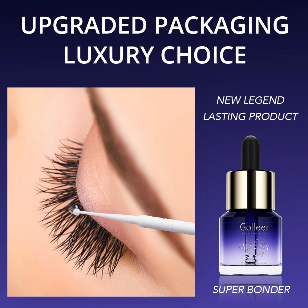 Gollee Eyelash Extensions Glue 15ml Lash Cleansing Primer Super Bonding Lasting Accelerated Curing Lash Extension Primer Makeup