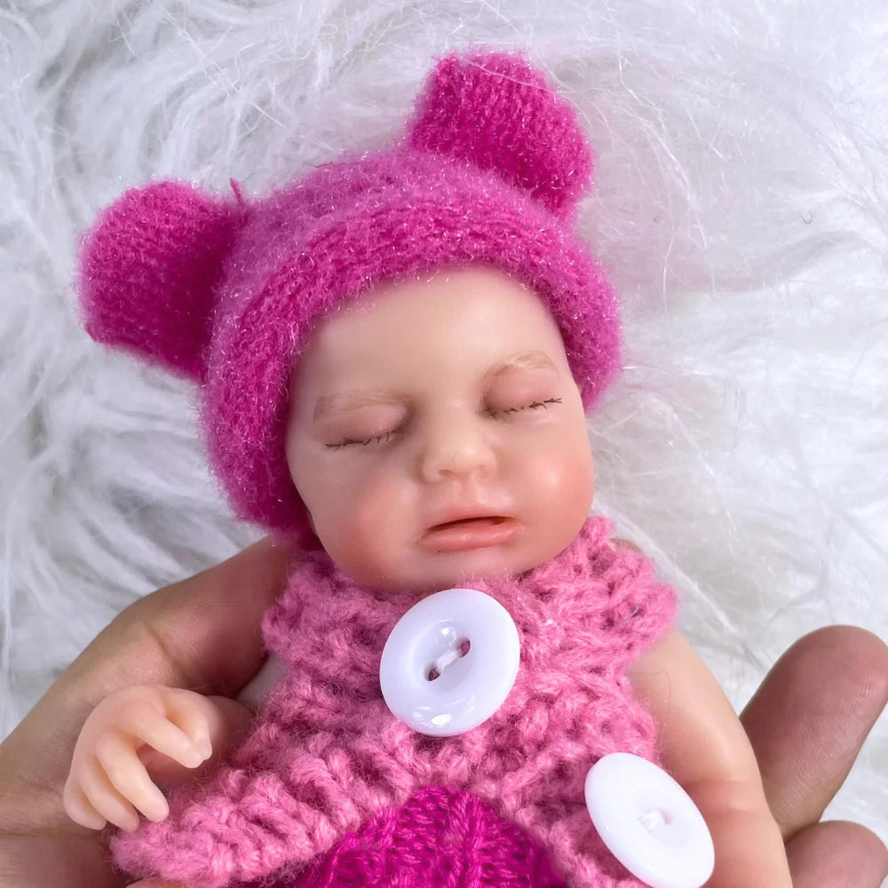 15CM Can Open Mouth Silicone Reborn Doll LouLou Squishy Elastic Silicone Washable Body Palm Doll Toy Christmas Gift