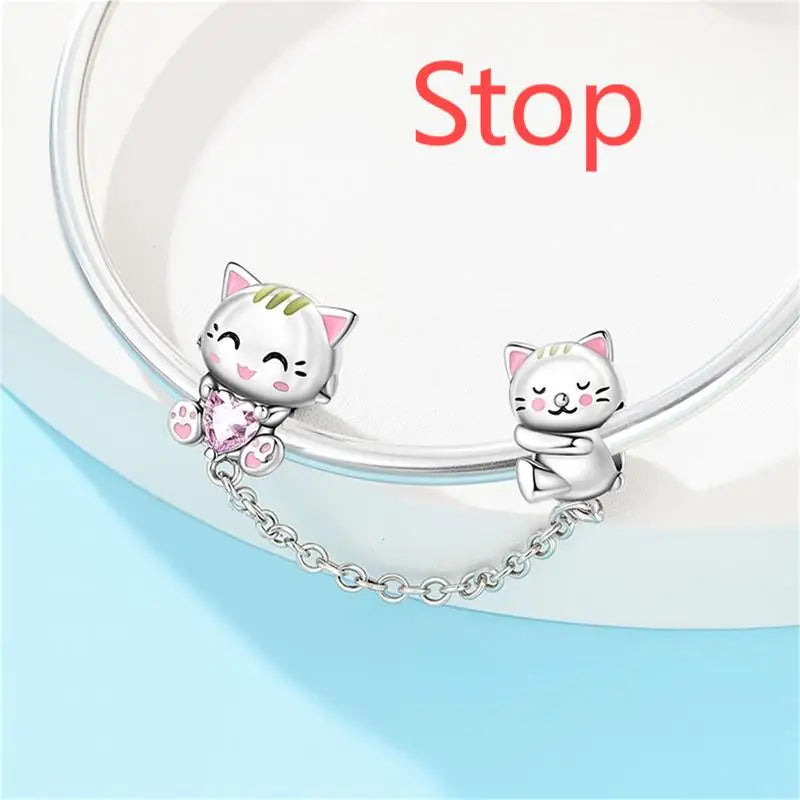 Exquisite 925 Sterling Silver Cute Dinosaur Turtle and Rabbit Couple Heart Charm Fit DIY Bracelet Necklace Casual Matching Gifts
