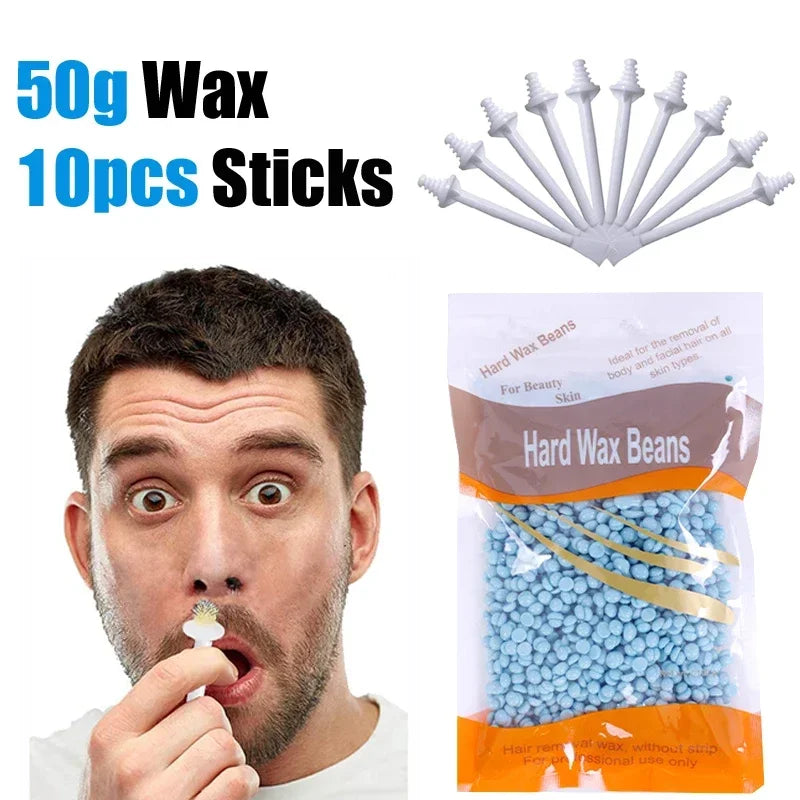 Painless Nose Waxing Wax Kit 50g-1000g for Men & Women with Wax And Applicators Easy Tool for Clean Nose Hair Removal