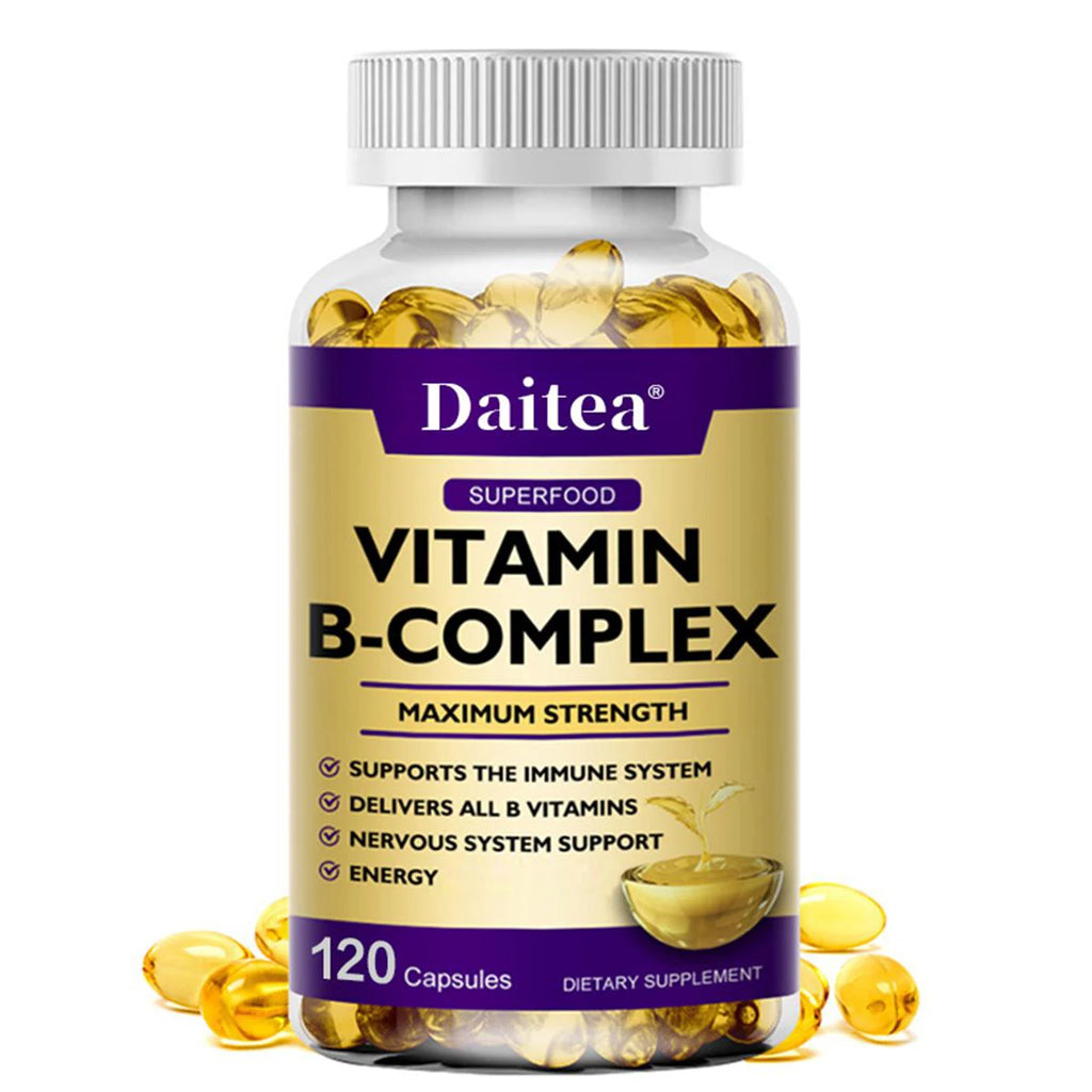 Vitamin B-Complex Capsules - Energy, Immune & Nervous System Support, Relieve Stress, Improve Digestion