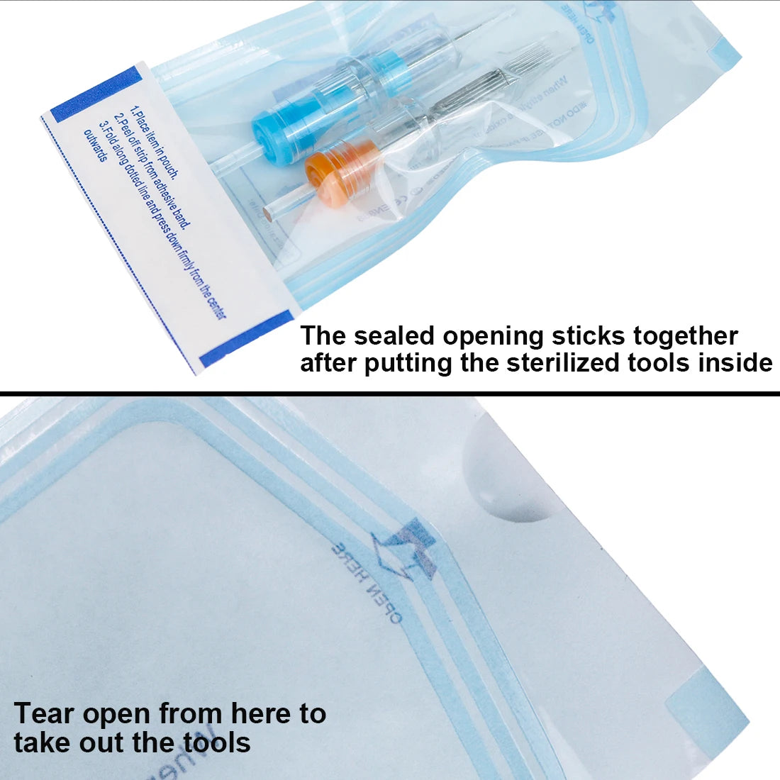 200 Pcs Tattoo Sterilization Pouch 2 Sizes Disposable Puncture Self-sealing Bag Medical-grade Nail Art Tattoo Accessories